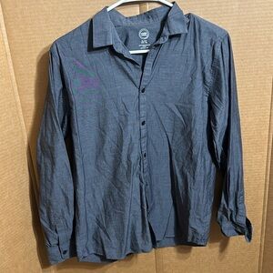 Wonder nation kids Xl 14-16 grey button up long sleeve shirt.‎